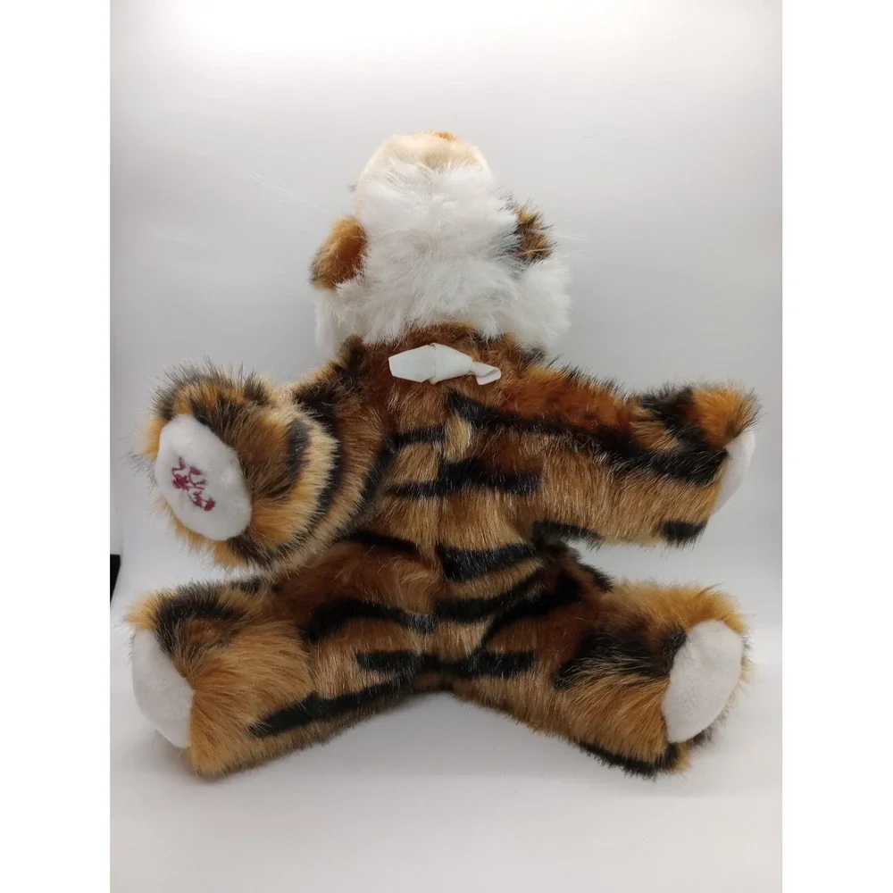 Plush Tiger Stuffed Animal Orange Black Striped Chinese Good Fortune Paw 11 inch